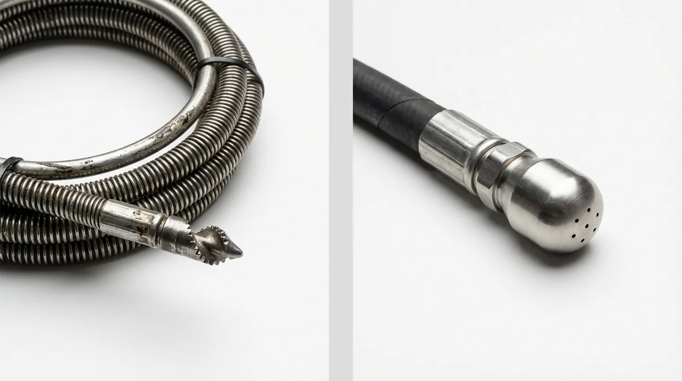 Drain snake cable and hydro jetting nozzle used for drain cleaning in Colorado City, AZ
